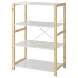 IVAR three-tier shelf, light wood, white, adjustable.