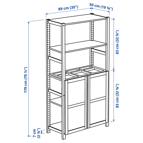 Illustration with measurements for the product: IVAR.