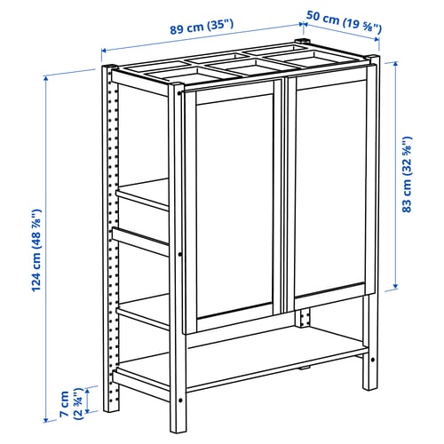 Illustration with measurements for the product: IVAR.