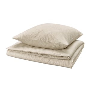 JÄRNTRÄD bedding, beige, geometric stripes, 100% recycled cotton.