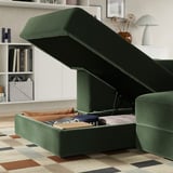 JÄTTEBO 2,5-seat mod sofa w chaise longue, left with headrest/Johanneshov dark green