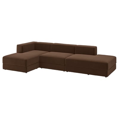 JÄTTEBO 3,5-seat mod sofa w chaise longues, Samsala dark brown