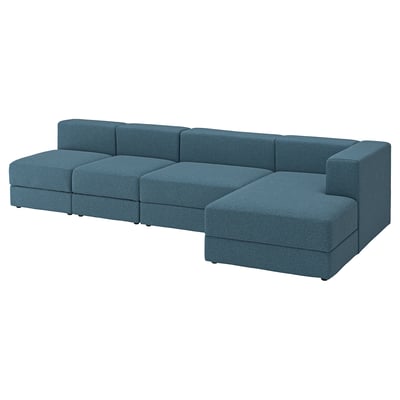 JÄTTEBO 4,5-seat mod sofa w chaise longue, right/Axvall dark grey-blue