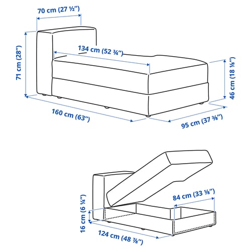 Illustration with measurements for the product: JÄTTEBO.