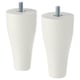 Two white KABBARP legs with curved shapes, made of solid wood and covered in acrylic paint, designed for furniture.