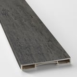 Dark gray kitchen plinth, angled view showing sleek, textured surface and durable edge design.