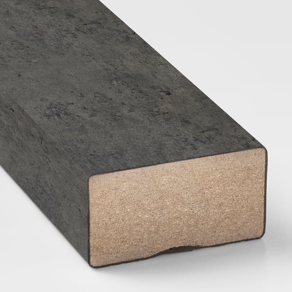 Modern, sleek gray and brown laminate panel, likely a decorative or functional kitchen cabinet trim.