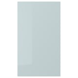 High-gloss grey-blue KALLARP kitchen cabinet with sleek, straight lines. Made from recycled materials, glossy finish, durable surface.