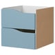 Ikea KALLAX drawer unit, light blue, square, wooden and plastic.