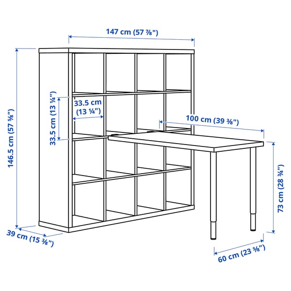 Illustration with measurements for the product: KALLAX.