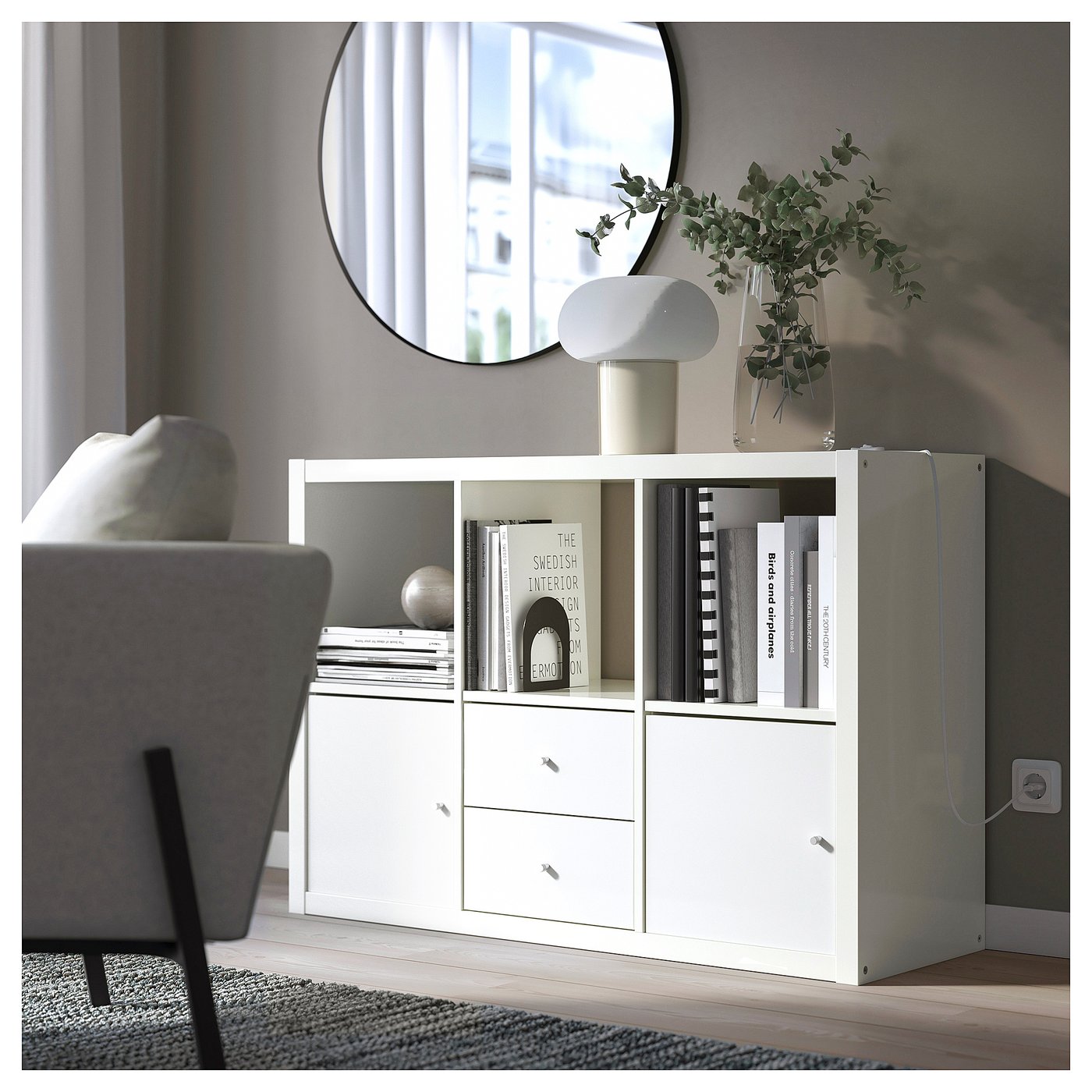 名古屋引き取りの方限定！IKEA KALLAX ホワイト×グレー　棚 KALLAX カラックス シェルフユニット, ホワイト, 77x77 cm - IKEA