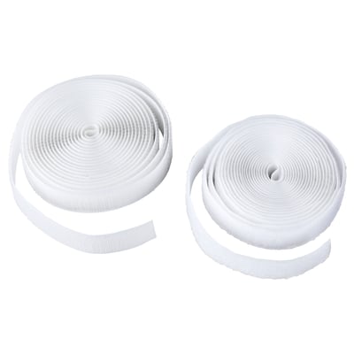 Two spools of white KARDBORRE fabric tape, nylon material, coiled round shape.