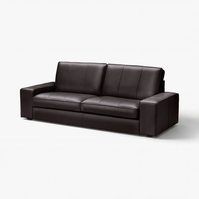 KIVIK sofa, dark brown, leather & fabric, low armrests, modern rectangular design.