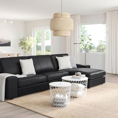 KIVIK sofa, white pillows, modern living room.