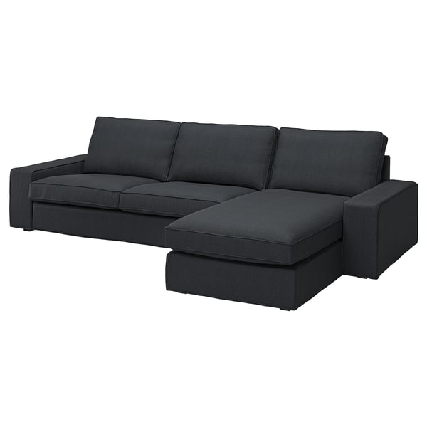 KIVIK sectional sofa, grey, modern design, with chaise, reclining back, plush cushions.