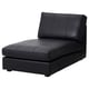 Black KIVIK chaise lounge. Modern design, leather upholstery, l-shaped.