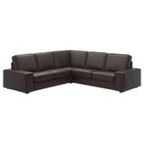 KIVIK black l-shaped leather sofa, modern design with deep cushions, perfect for relaxation.