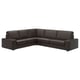 Black KIVIK l-shaped leather sectional sofa with deep cushions.