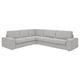 KIVIK sectional sofa, light grey, modern, corner shape with low armrests, soft fabric.
