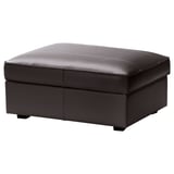 KIVIK footstool, grey, leather, square, with storage.
