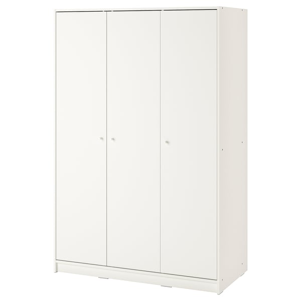 KLEPPSTAD: white, 3-door wardrobe, simple design for storage.