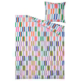 Multicolored striped duvet in polyester/viscose.