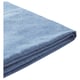 Blue KLIPPAN sofa cover, folded. Made from recycled denim, textured cotton.