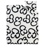 KLIPPBRÄCKA duvet cover: black/white floral pattern, rectangular, cotton/viscose.