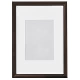 KLOTKÖRSBÄR dark brown photo frame with white mat, wooden look, vertical or horizontal.