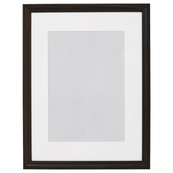 Weak KLOTKÖRSBÄR picture frame, black, wooden finish, rectangular, white mat.