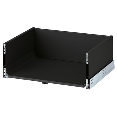 KNIVSHULT black kitchen drawer, sleek & modern, sturdy metal runners, smooth finish, fully extendable, dark uniform design.