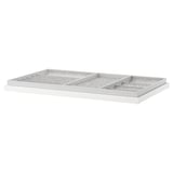 KOMPLEMENT white tray with compartments for jewelry accessories, made of fiberboard and felt, rectangular design.