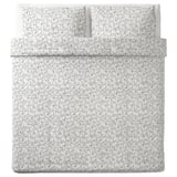 KOPPARRANKA white floral bedding set - soft cotton and viscose blend, floral pattern, rectangular shape for comfort.