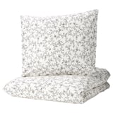 KOPPARRANKA bed linens, floral print, white, cotton blend, neatly folded.