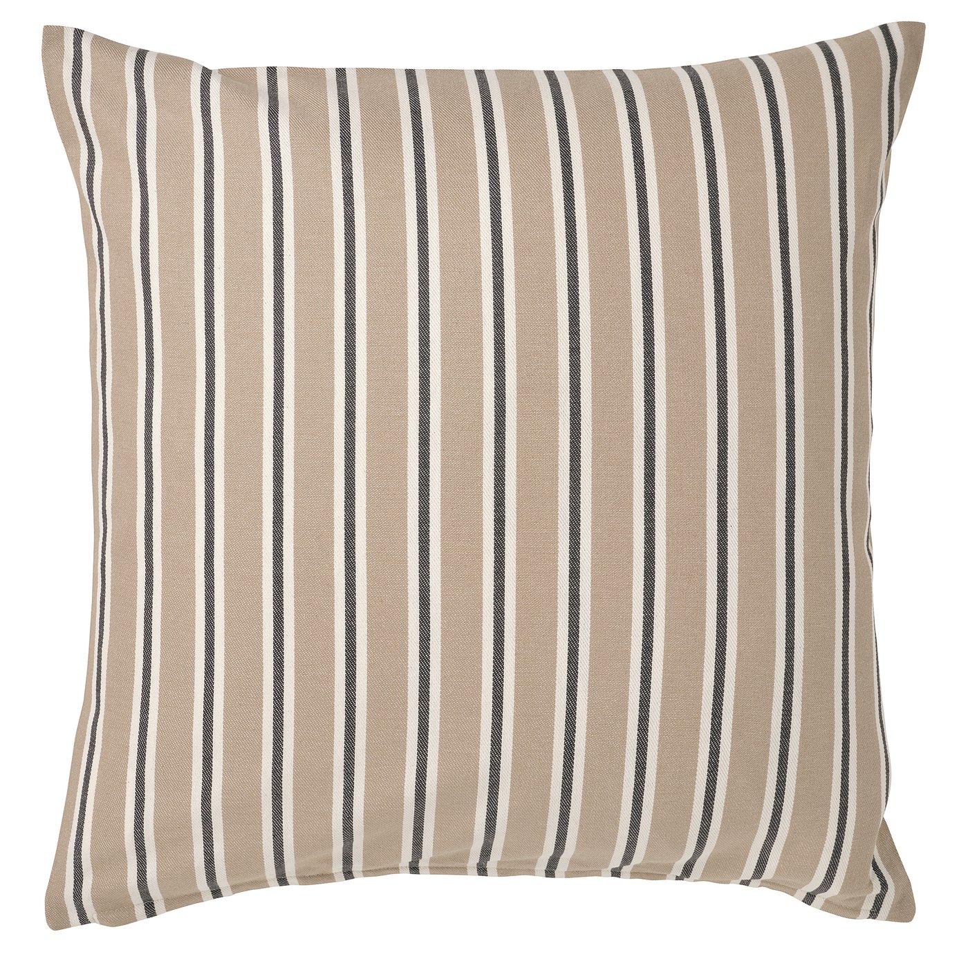 KORALLBUSKE cushion, beige/anthracite/white stripes, square, jute-cotton blend.