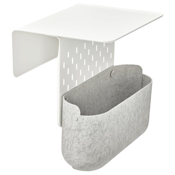 KRAMPHULT / SKÅDIS Armrest tray with storage basket, white metal/grey