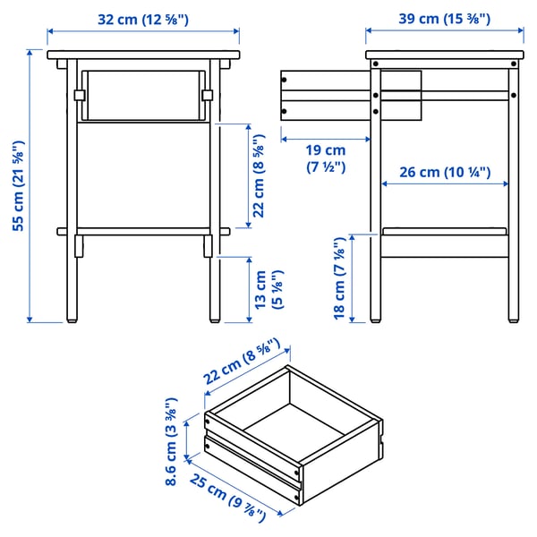 Illustration with measurements for the product: KRONÖREN.