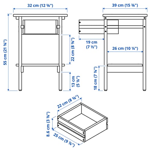 Illustration with measurements for the product: KRONÖREN.