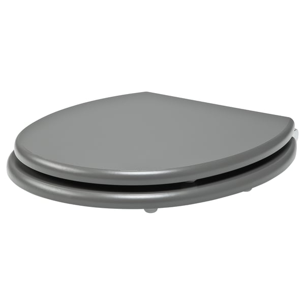 KULLARNA gray toilet seat, slow close, fiberboard, round shape, modern design.