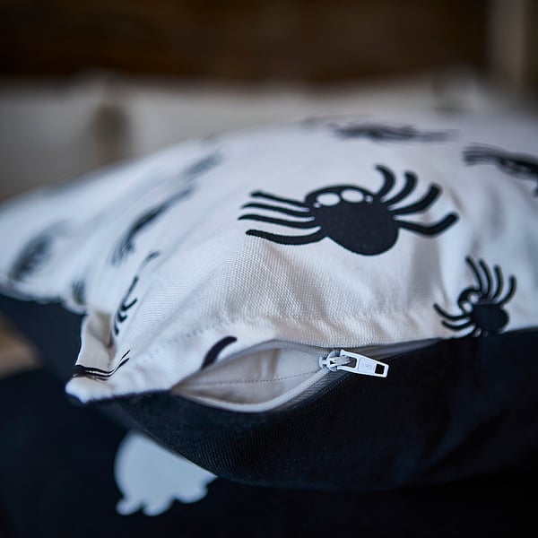 KUSTFYR Cushion cover, mixed patterns white/black, 50x50 cm