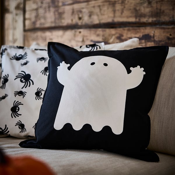 KUSTFYR Cushion cover, mixed patterns white/black, 50x50 cm