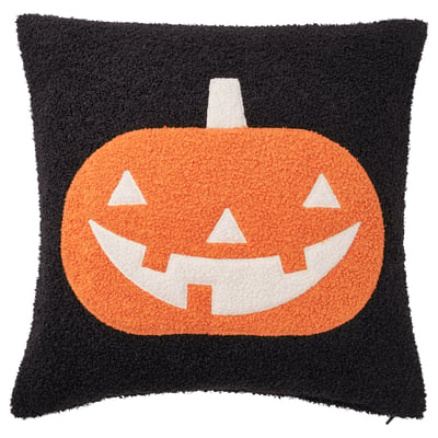 KUSTFYR Cushion cover, pumpkin pattern black/orange, 50x50 cm