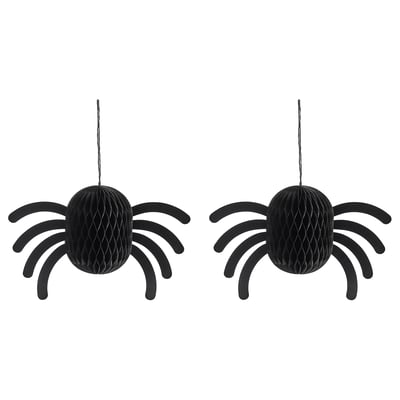 KUSTFYR Hanging decoration, spider black, 18 cm