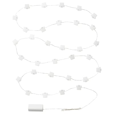 KUSTFYR LED lighting chain with 32 lights, ghost/battery-operated white