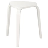 White KYRRE stool with triangular seat & bent legs, simple & stable.