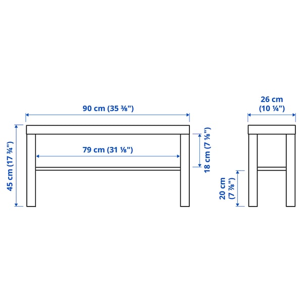 Illustration with measurements for the product: LACK.