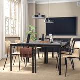LÄKTARE chairs sleek design in birch veneer fits neatly under tables, enhancing modern office aesthetics.