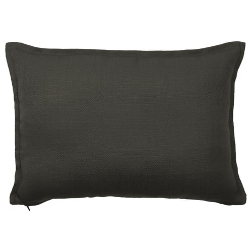 LAGERPOPPEL pillow, anthracite, rectangular, textured fabric, zip, plain design.