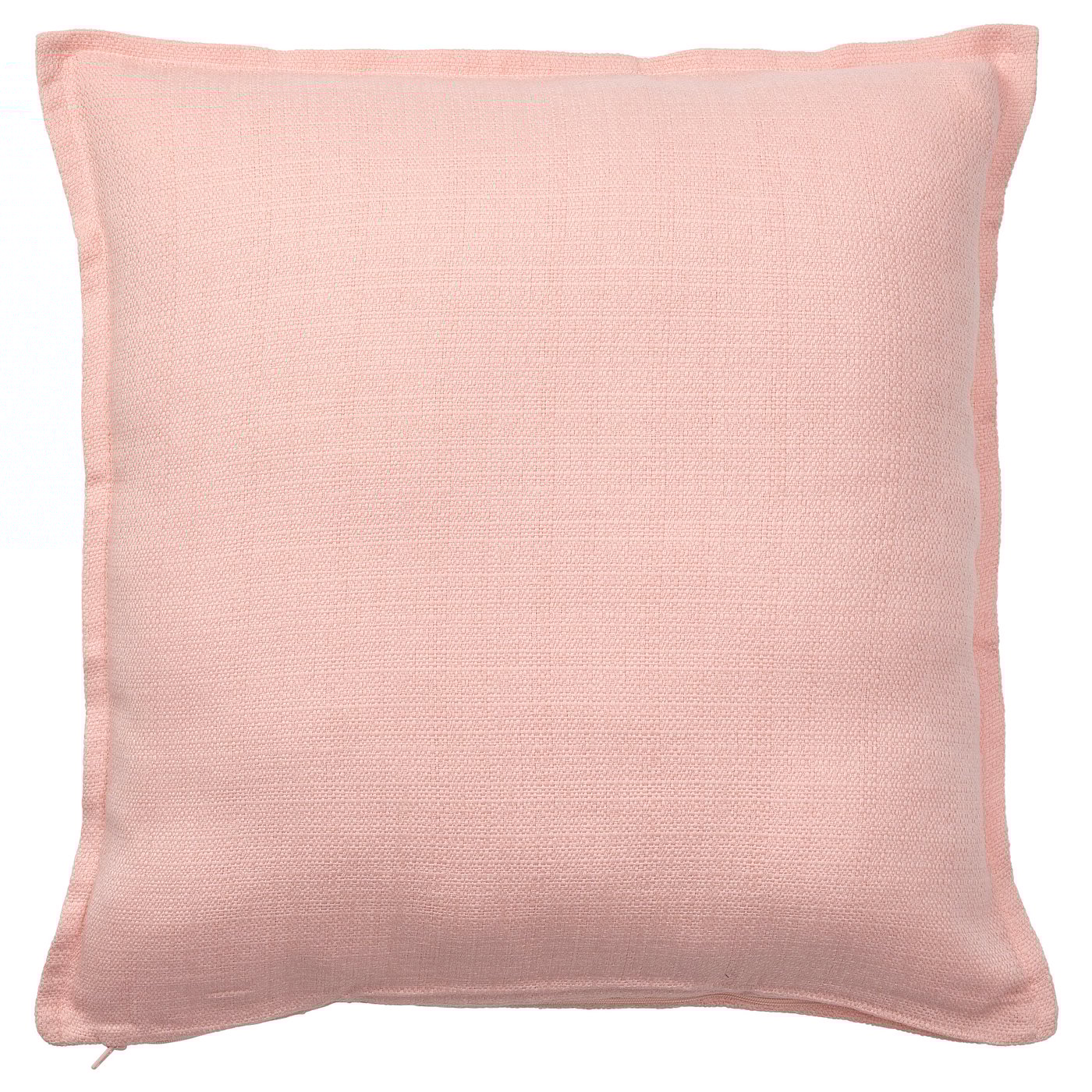 LAGERPOPPEL, light pink square cushion with zipper, simple design, textured fabric.