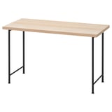 LAGKAPTEN: light brown & black desk, minimalistic design.